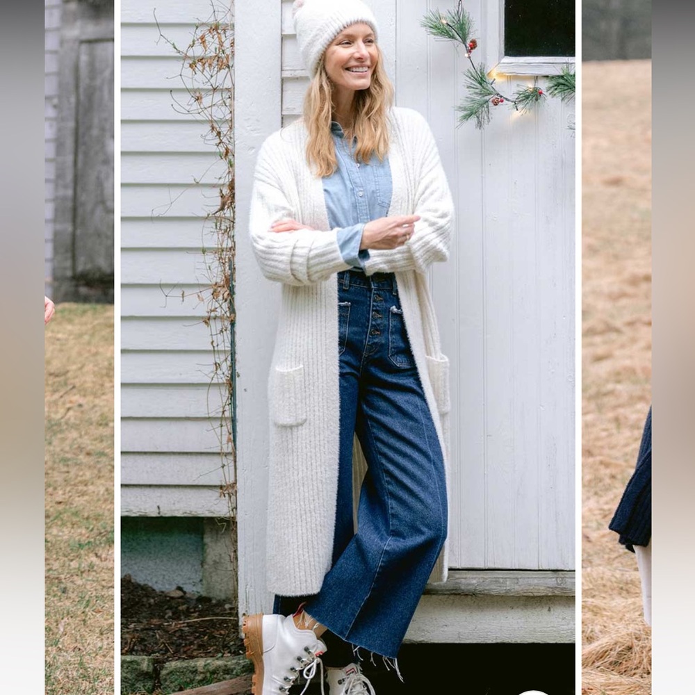 Cozy Long Open-Front Cardigan Sweater - White